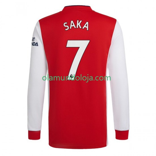 Camisola Arsenal Bukayo Saka 7 Homem Equipamento Primeiro 2022-2023 Manga Comprida